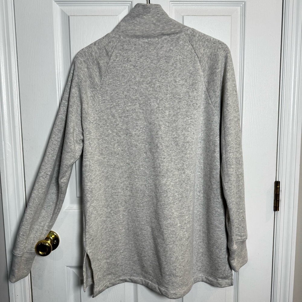 J. Crew Light Gray Cowl Neck Sweatshirt Button Accents Medium Capsule Staple - Picture 8 of 8
